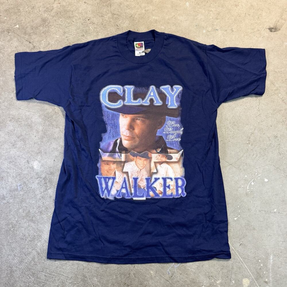 Clay Walker Live Laugh Love Vintage 1999 Double-Sided C&W Blue T-Shirt L